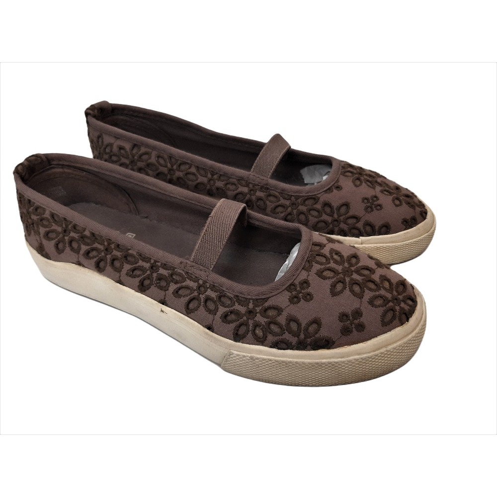 Soho Cutout Flowers Elastic Band Brown Ballet Flats Womens Shoes Size 5